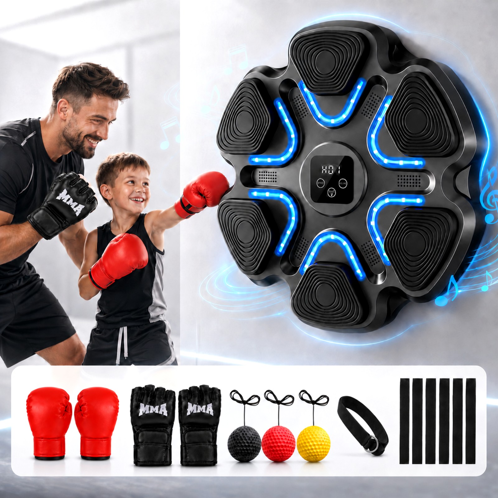 Led Gloves Music - Music Boxing Machine Kids Adults with