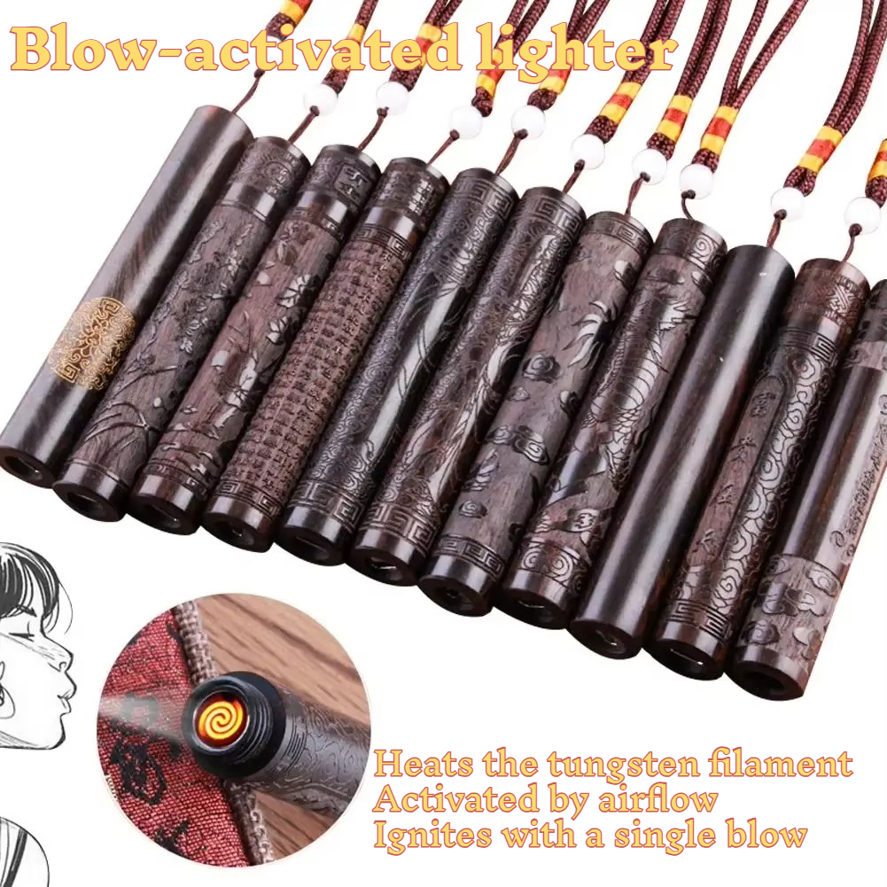 Cool Electronics Gadgets For Men - Creative Carving Ebony Lighter | Blow-Activated