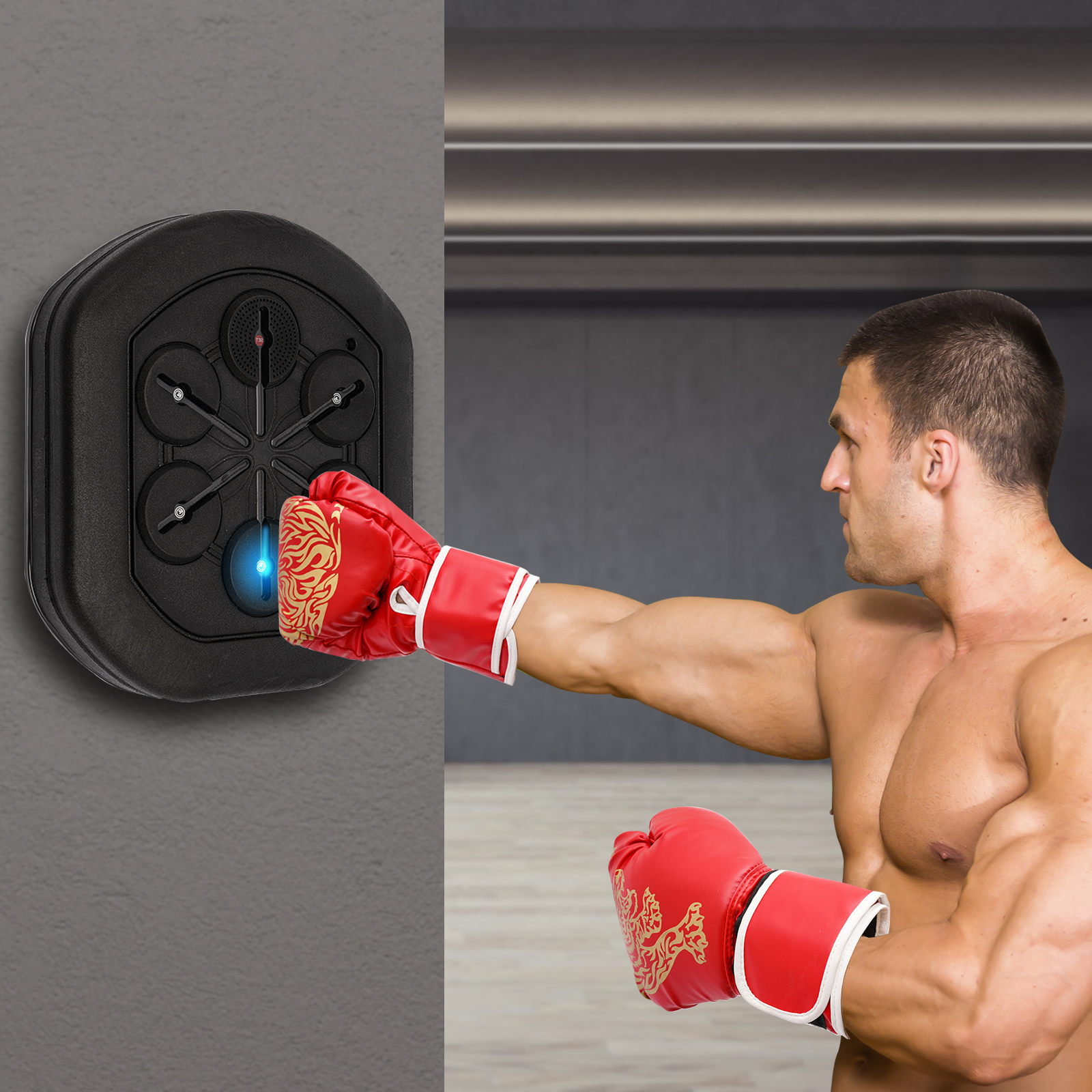 Led Gloves Music - Music Boxing Machine Wall-Mounted Led Light