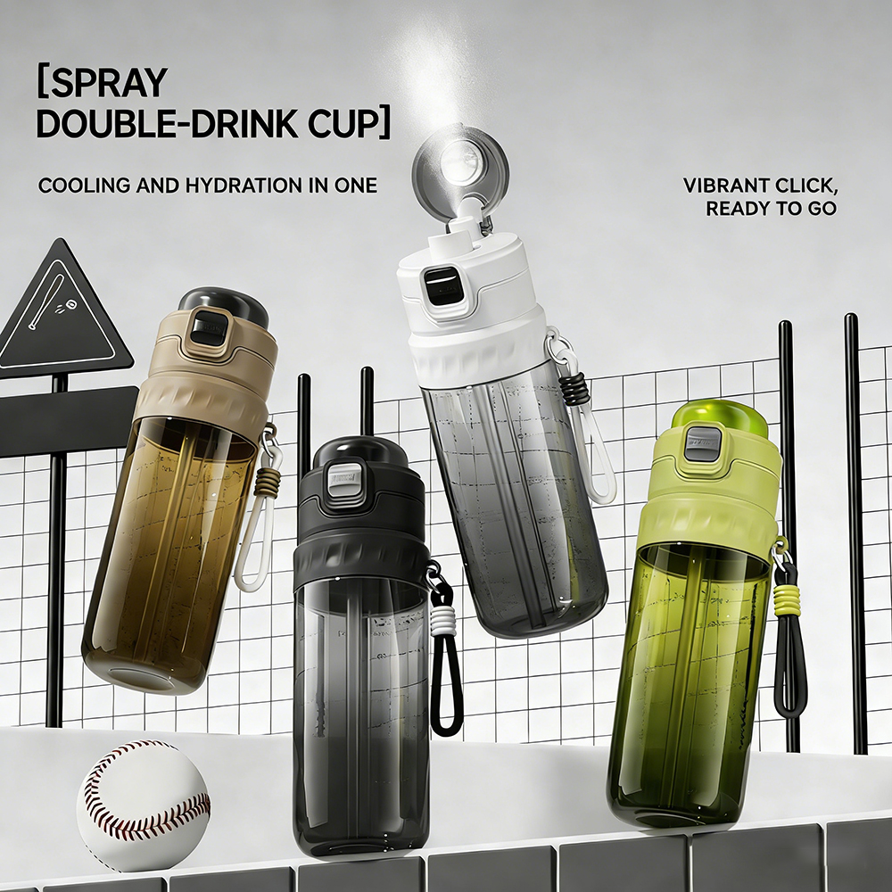 Smart Water Bottle Tracker - 750ML Portable Mist Spray Water Bottle