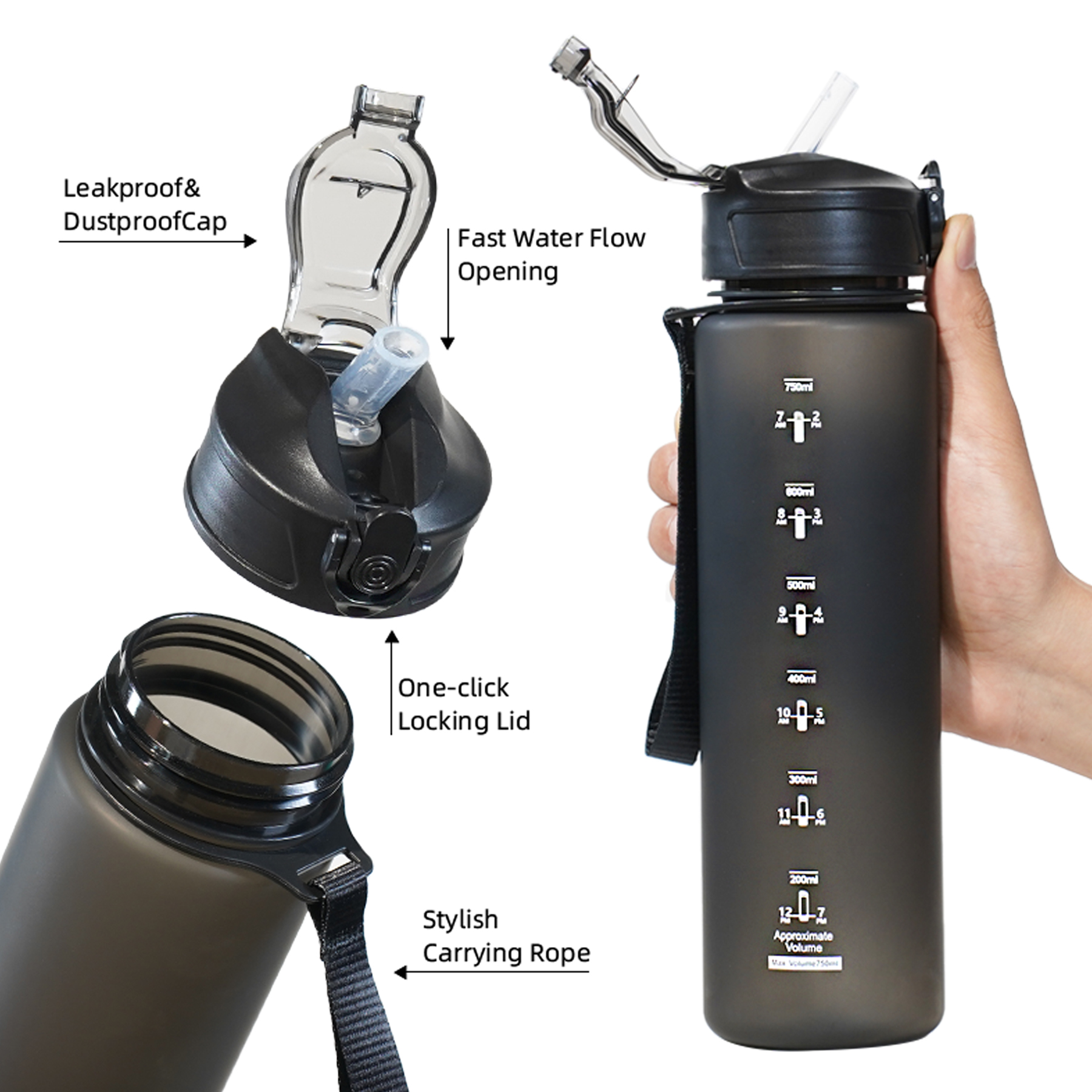 750ml Sports Water Bottle for  - Smart Water Bottle Tracker reseña y precio