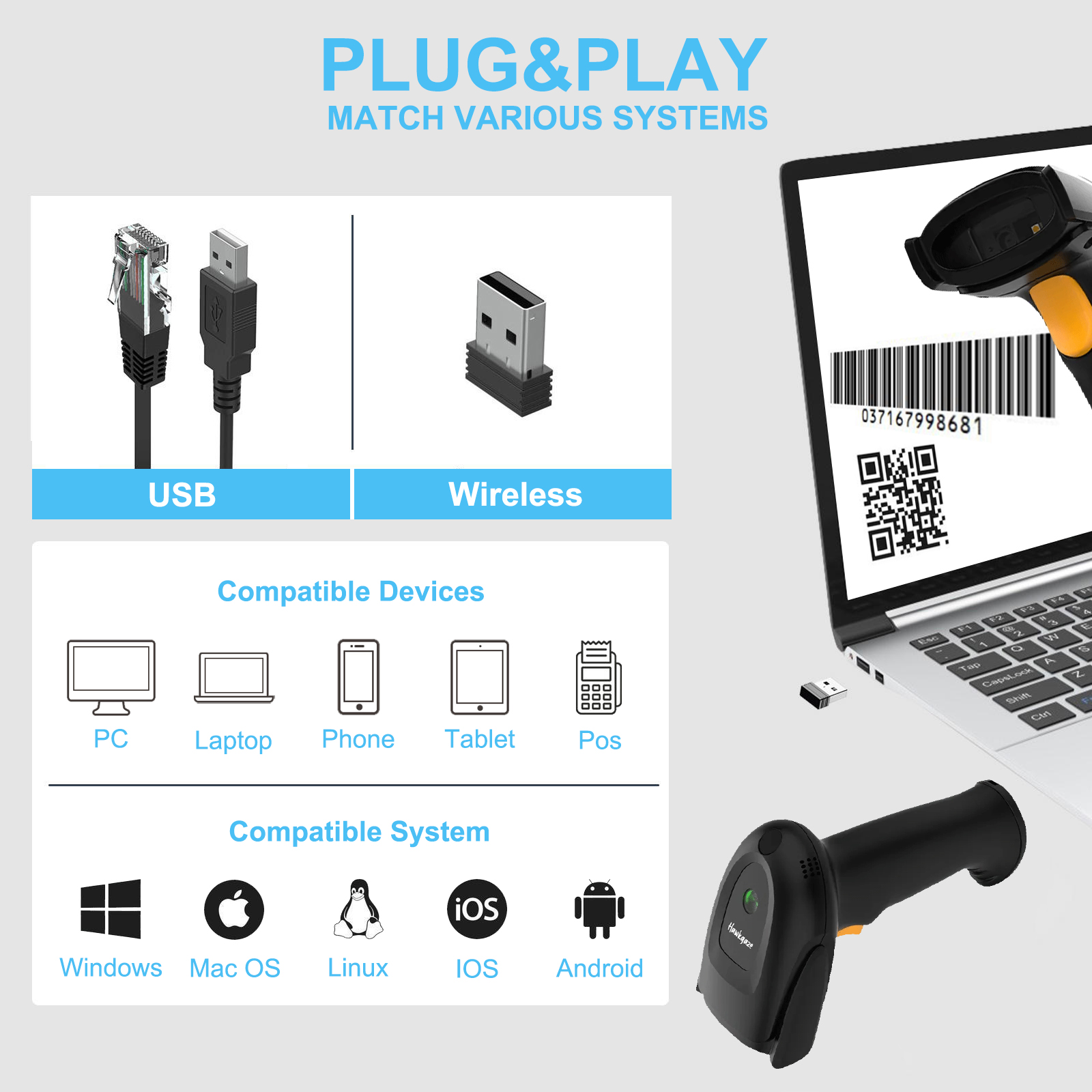 2D 1D Handheld Wireless Barcod - Barcode Scanner Wireless reseña y precio