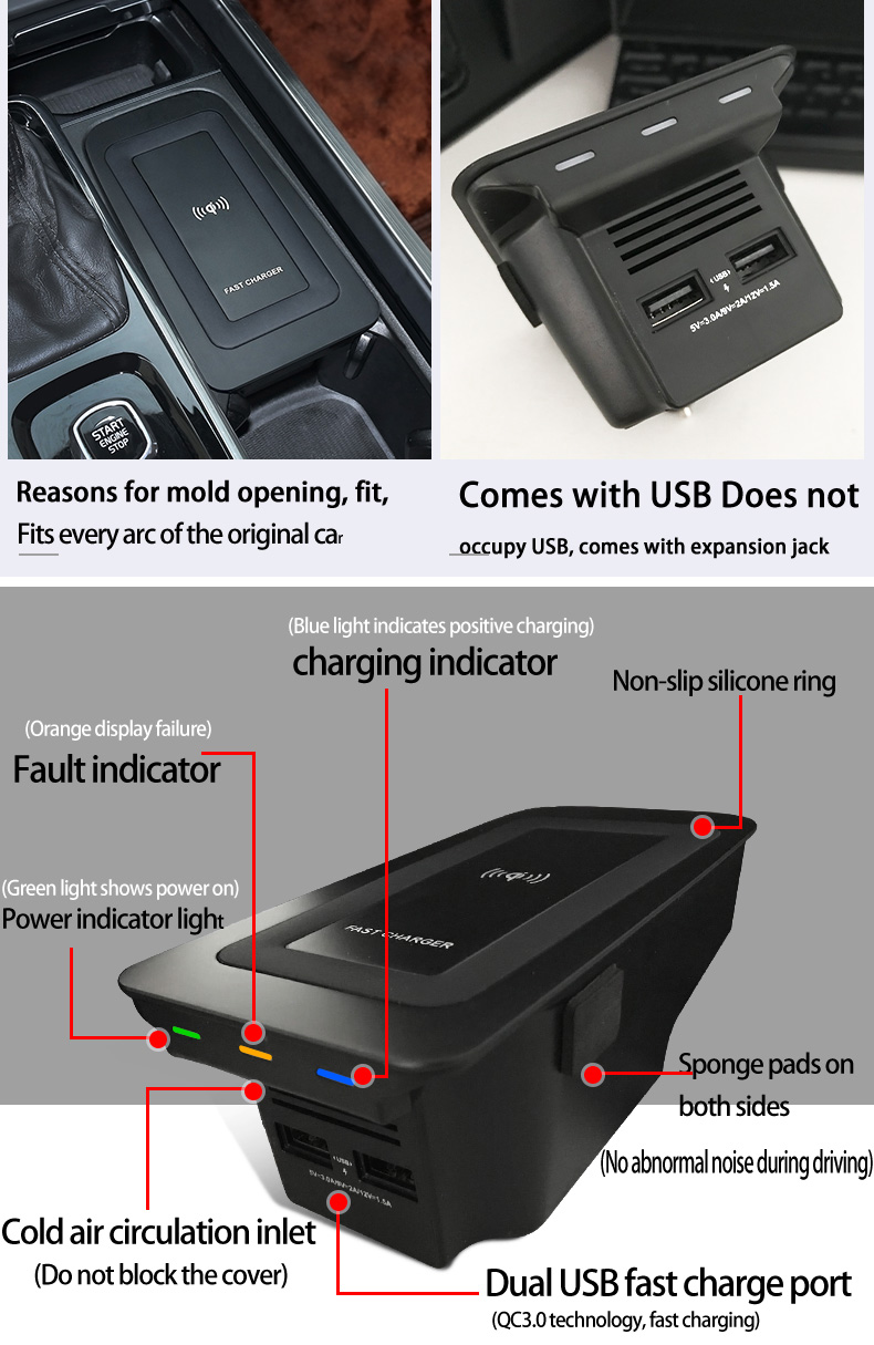 15w Wireless Charger for Volvo - Wireless Phone Charger Pad reseña y precio