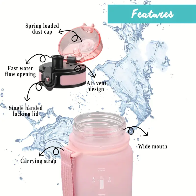 A 1000ml or 800ml Water Bottle - Smart Water Bottle Tracker reseña y precio