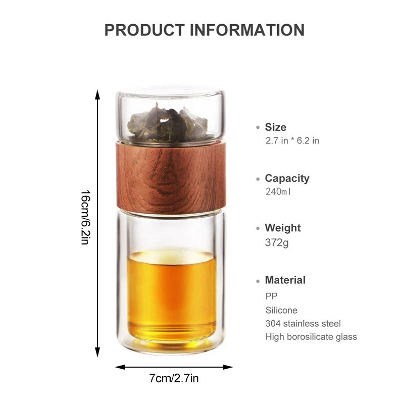 YOMEEI 240ML Tea Water Bottle  - Smart Water Bottle Tracker reseña y precio